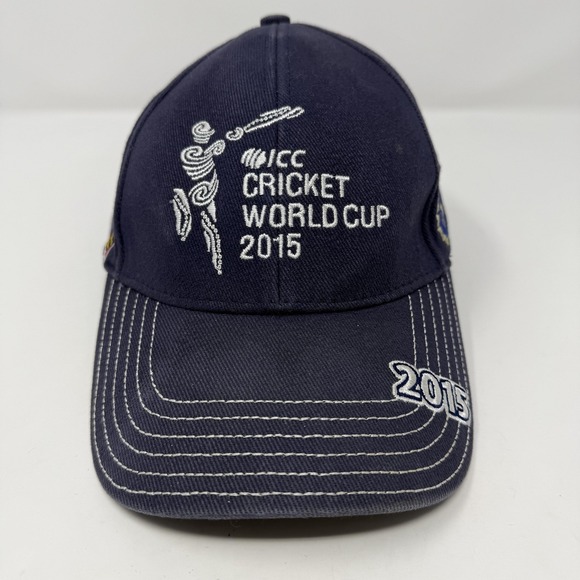 ICC Cricket World Cup 2015 Hat Cap Strap Back Mens One Size Blue Cricket Logos - Picture 2 of 8